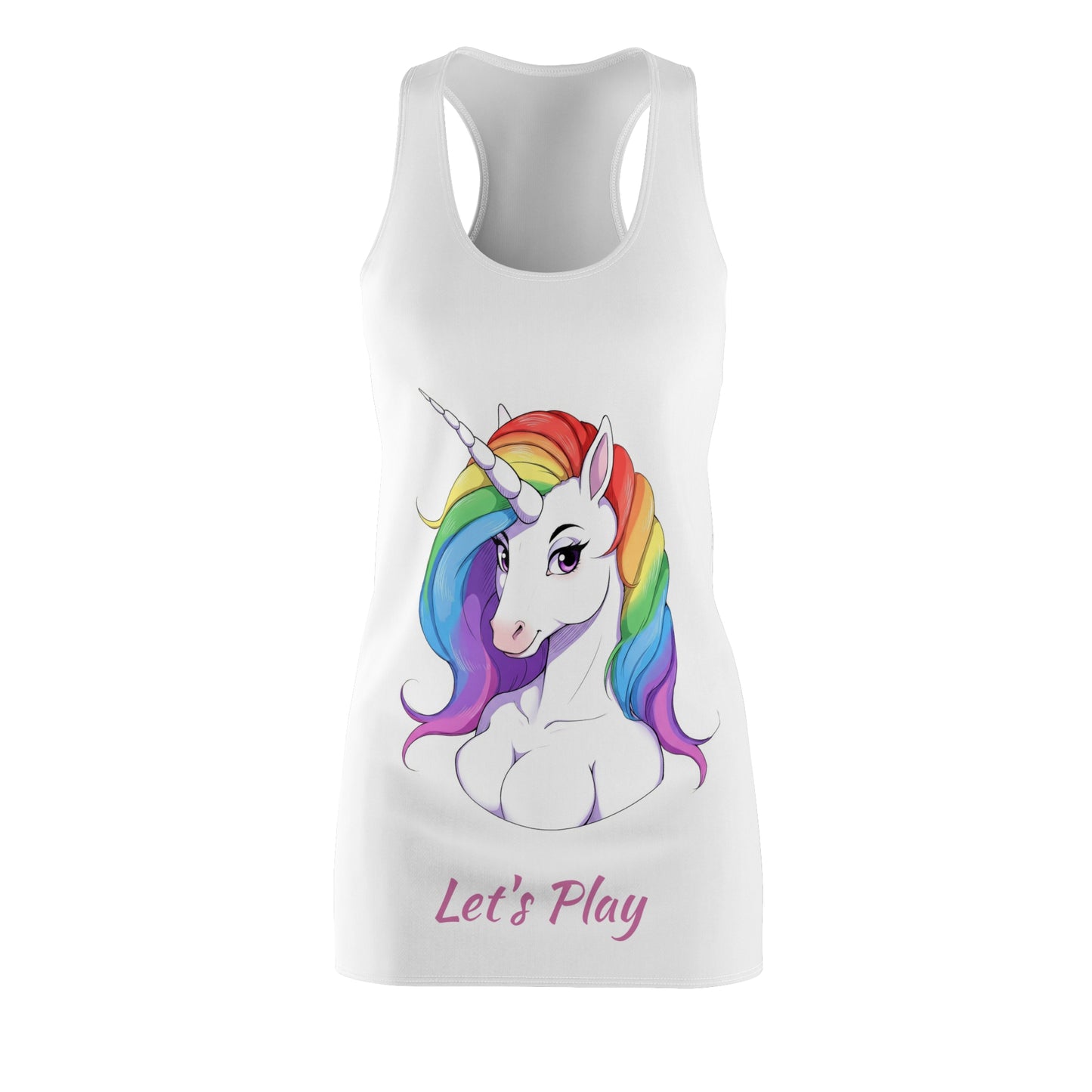 Unicorn Let's Play Playful Unicorn Women's Racerback Dress - Let's Play Design