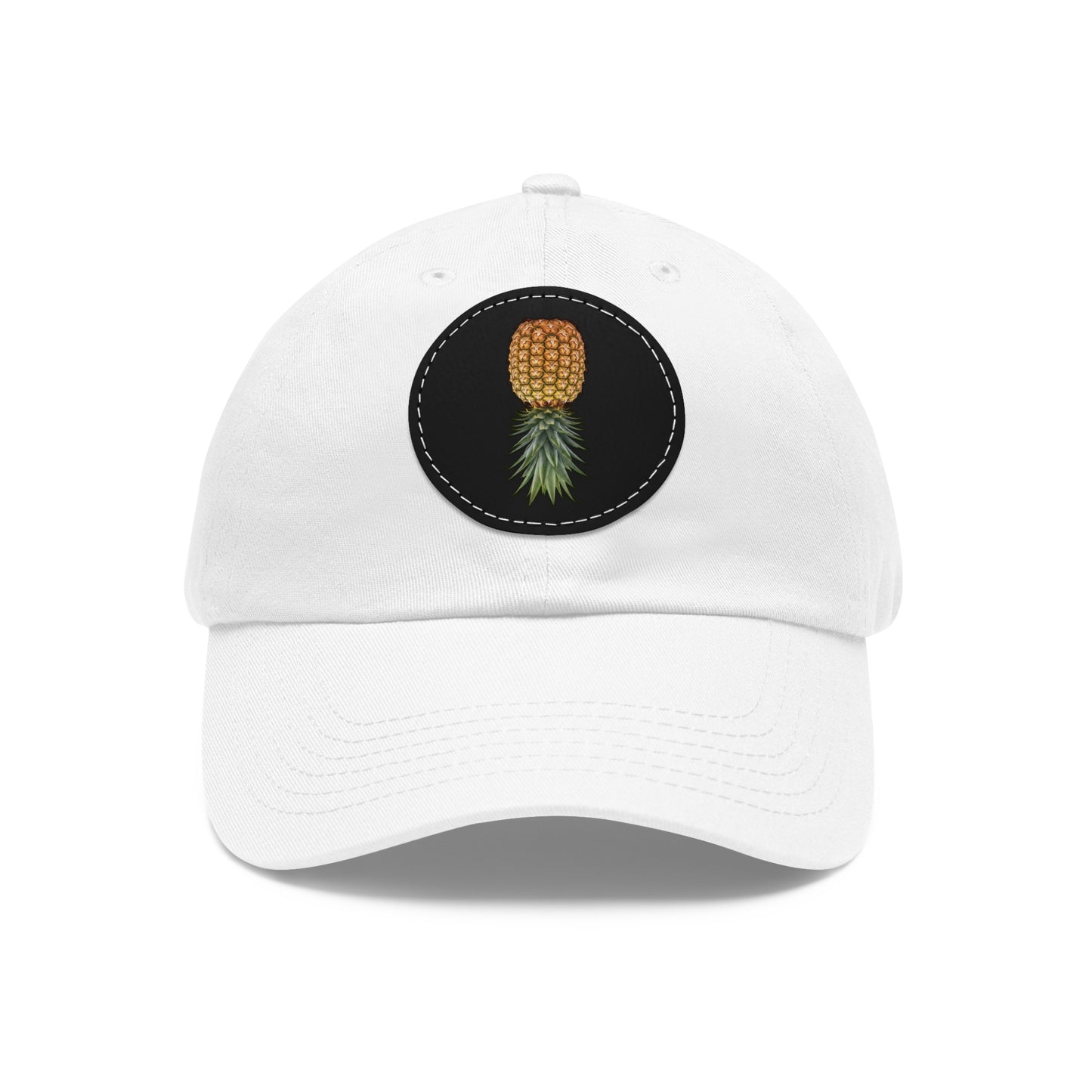 Pineapple Dad Hat with Leather Patch, Summer Cap, Beach Hat, Gift for Dad, Trendy Headwear, Casual Accessories