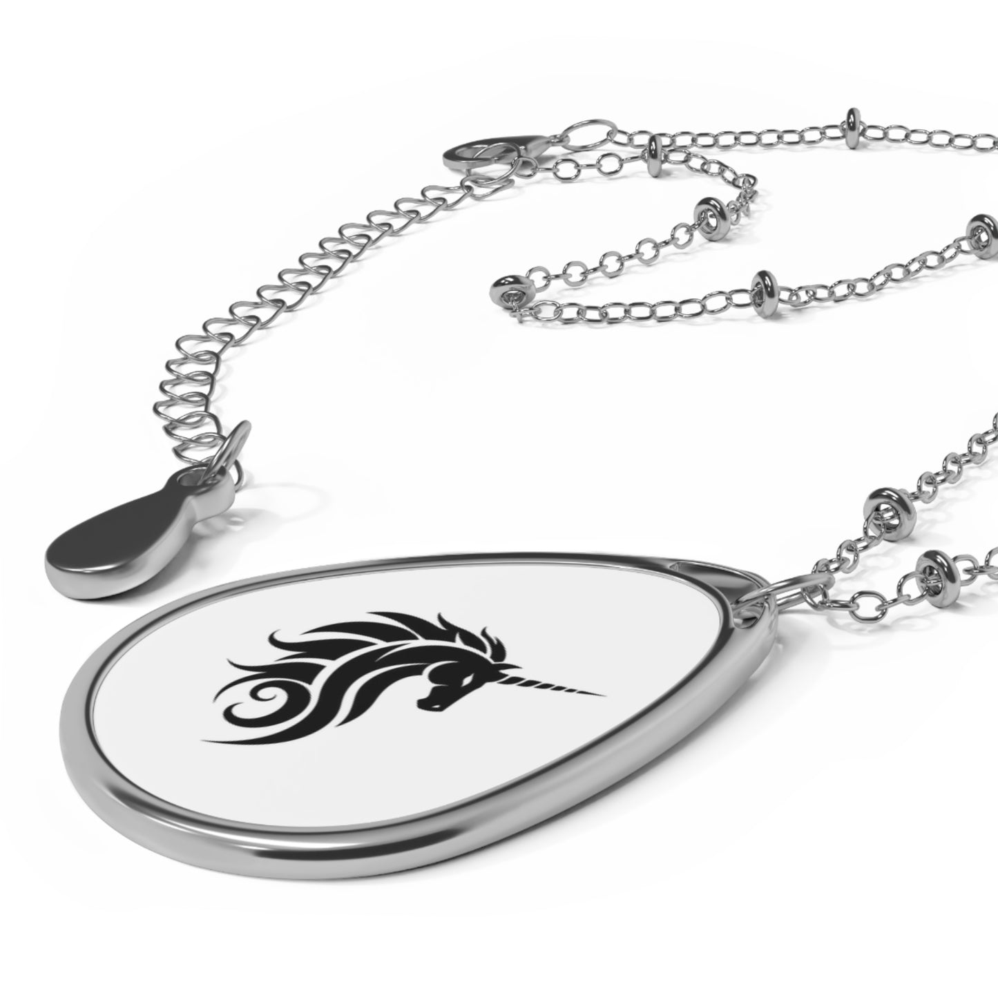 Unicorn Oval Necklace - Elegant Charm for Dreamers