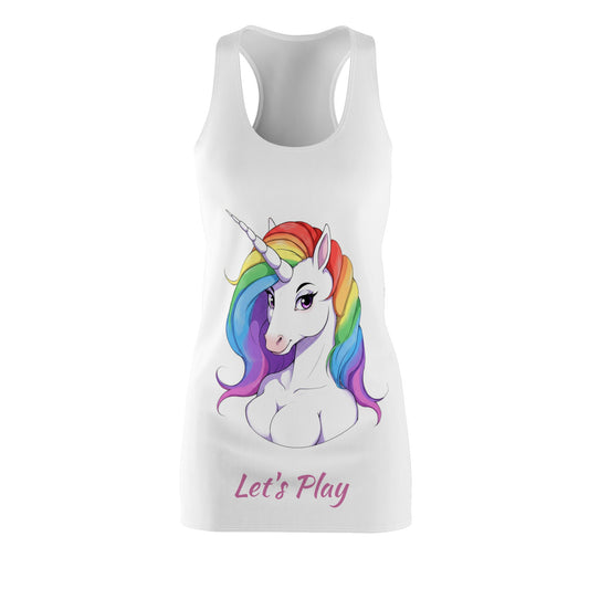 Unicorn Let's Play Playful Unicorn Women's Racerback Dress - Let's Play Design