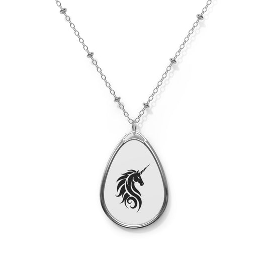 Unicorn Oval Necklace - Elegant Charm for Dreamers